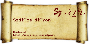 Szűcs Áron névjegykártya