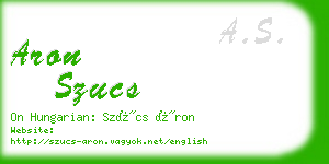 aron szucs business card